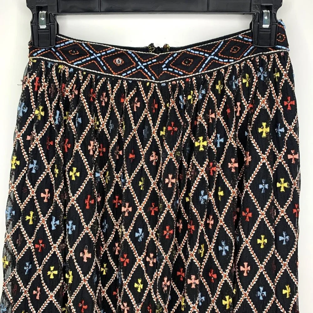 NWT TULAROSA Lexi Beaded Embroidered Black Sheer Maxi Skirt‎ Sz XXS - Picture 5 of 15